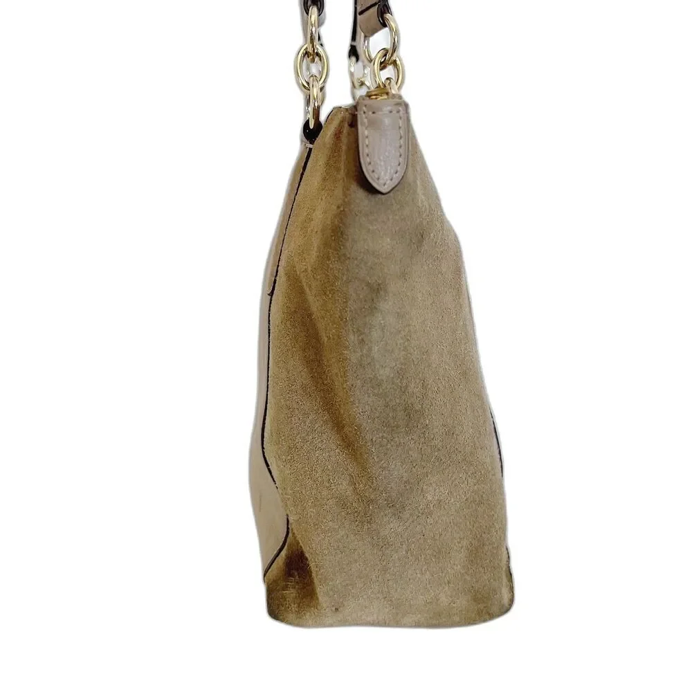 Coach Ava Tote in Taupe Leather and Suede Mixed Fabric Shoulder Bag Purse - Picture 2 of 12